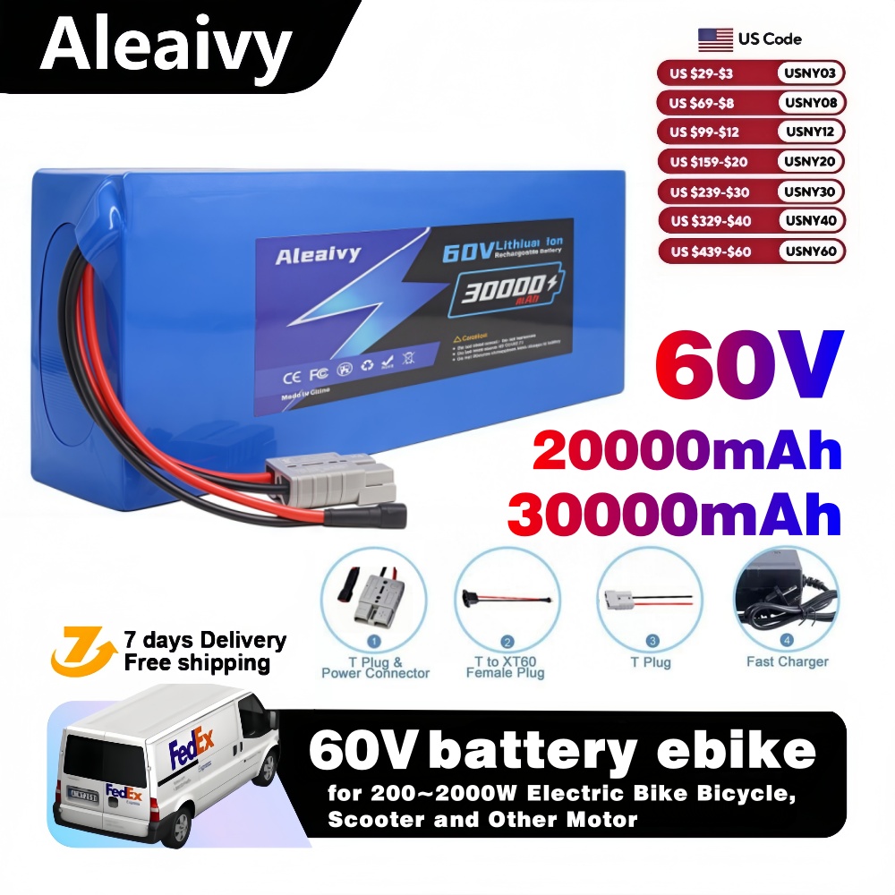 60V 30Ah 21700 Battery Pack - เรือจาก US 60V 20Ah 30Ah ไฟฟ้าจักรยานแบตเตอรี่