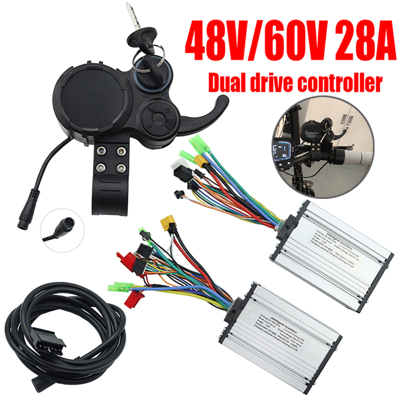 72V 45A Dual Controller - Skuter listrik ไดรฟ์เดี่ยว48โวลต์23A สองไดรฟ์48โวลต์-60โวลต์28A เพียงเครื่องควบคุมแบบไร้แปรงถ่านที่มีตัวเร่งจอแสดงผล LCD